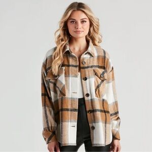 New With Tags Brushed Flannel Plaid Jacket Shacket Size Large